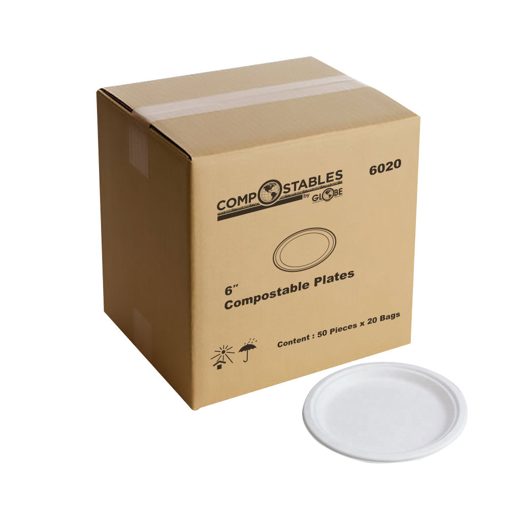 Compostable Plates - No Compartments (Case qty)