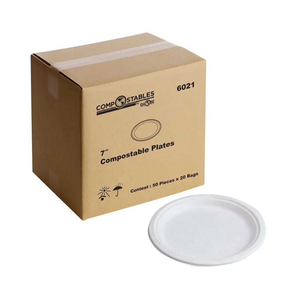 Compostable Plates - No Compartments (Case qty)