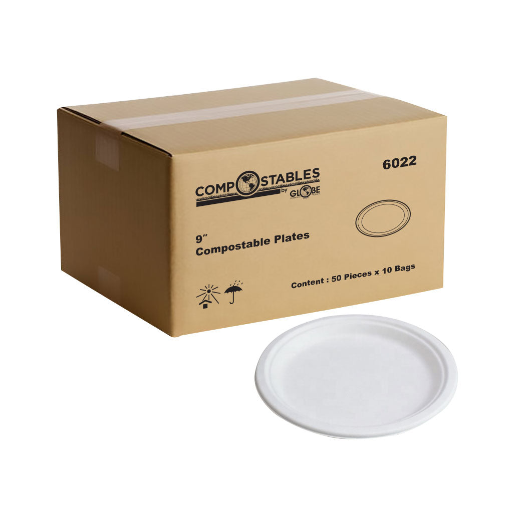 Compostable Plates - No Compartments (Case qty)