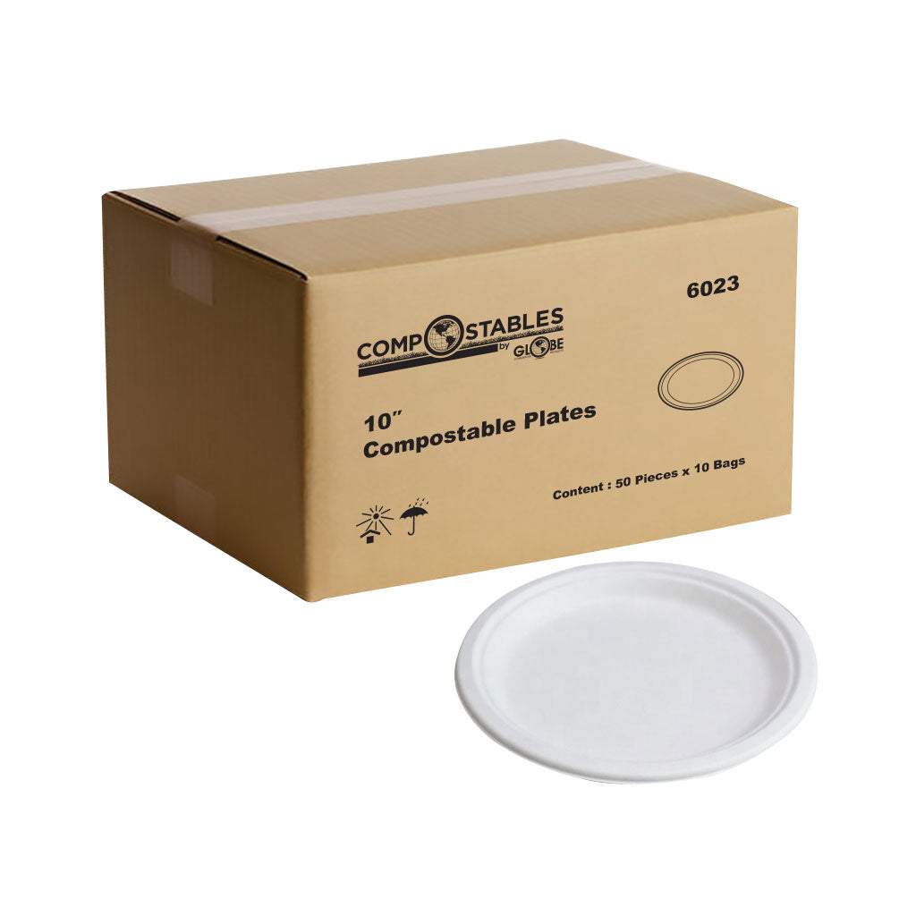 Compostable Plates - No Compartments (Case qty)