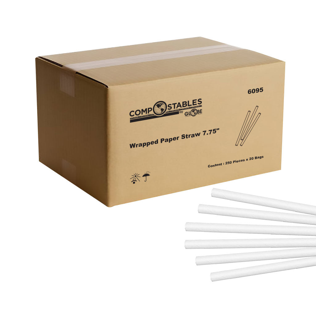 PLA Straws Compostable 7.75" Wrapped (case of 5000)