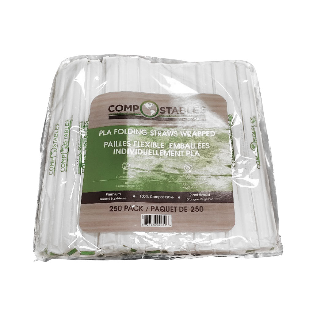 PLA Straws Compostable 7.75" Wrapped (case of 5000)