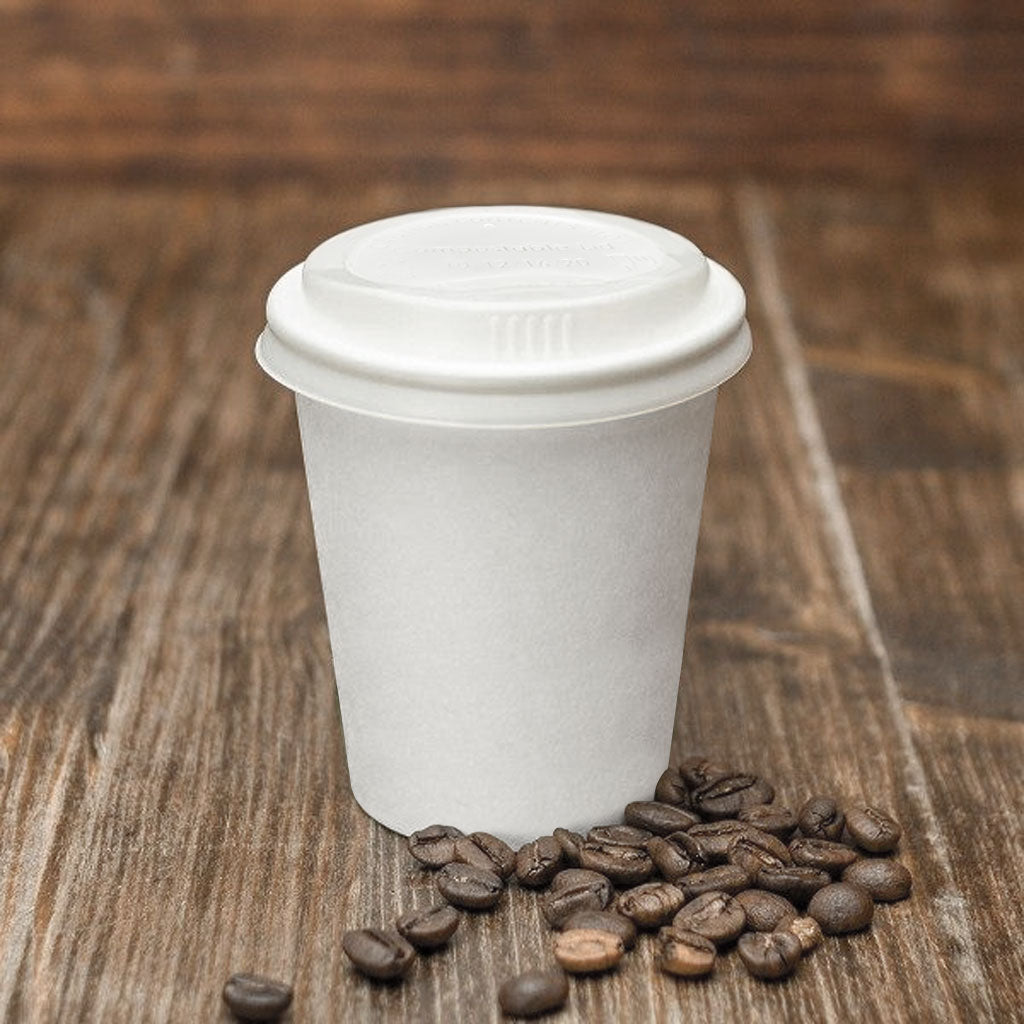 Single Wall Hot/Cold Compostable Paper Cups Plain White (case of 1000)