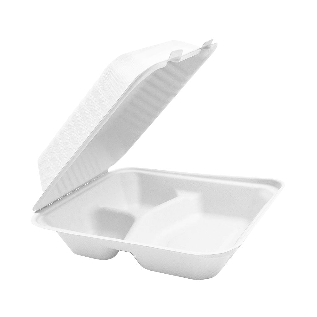 Compostable Hinged Containers with Compartments (case of 200)