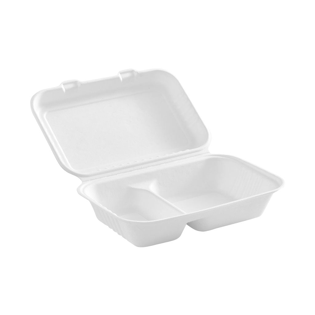 Compostable Hinged Containers with Compartments (case of 200)